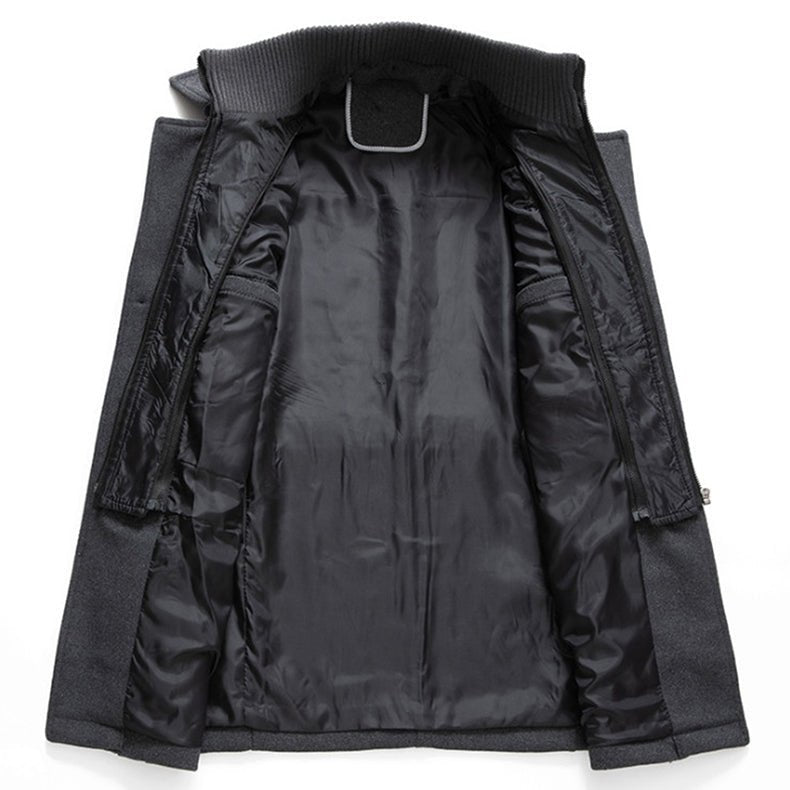 Cappotto da uomo in lana a doppio strato di alta qualità – Cappotto monopetto spesso