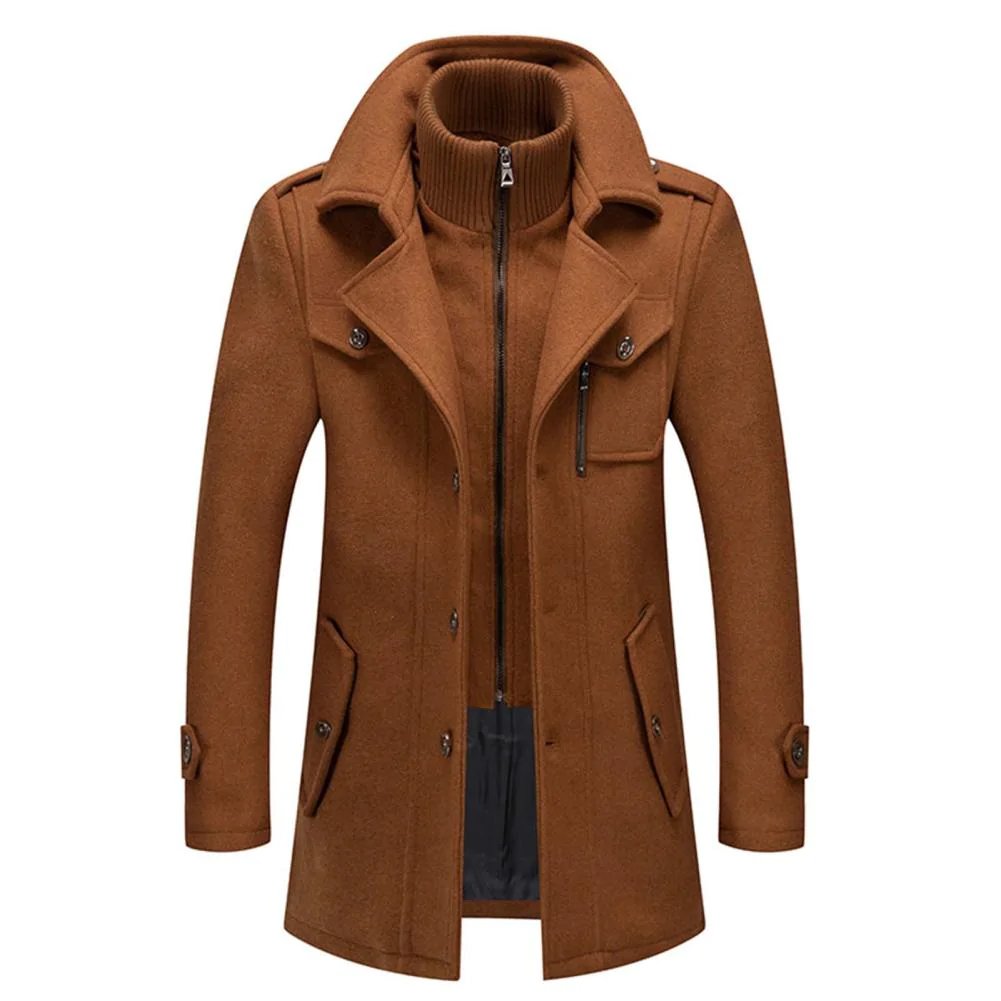 Cappotto da uomo in lana a doppio strato di alta qualità – Cappotto monopetto spesso