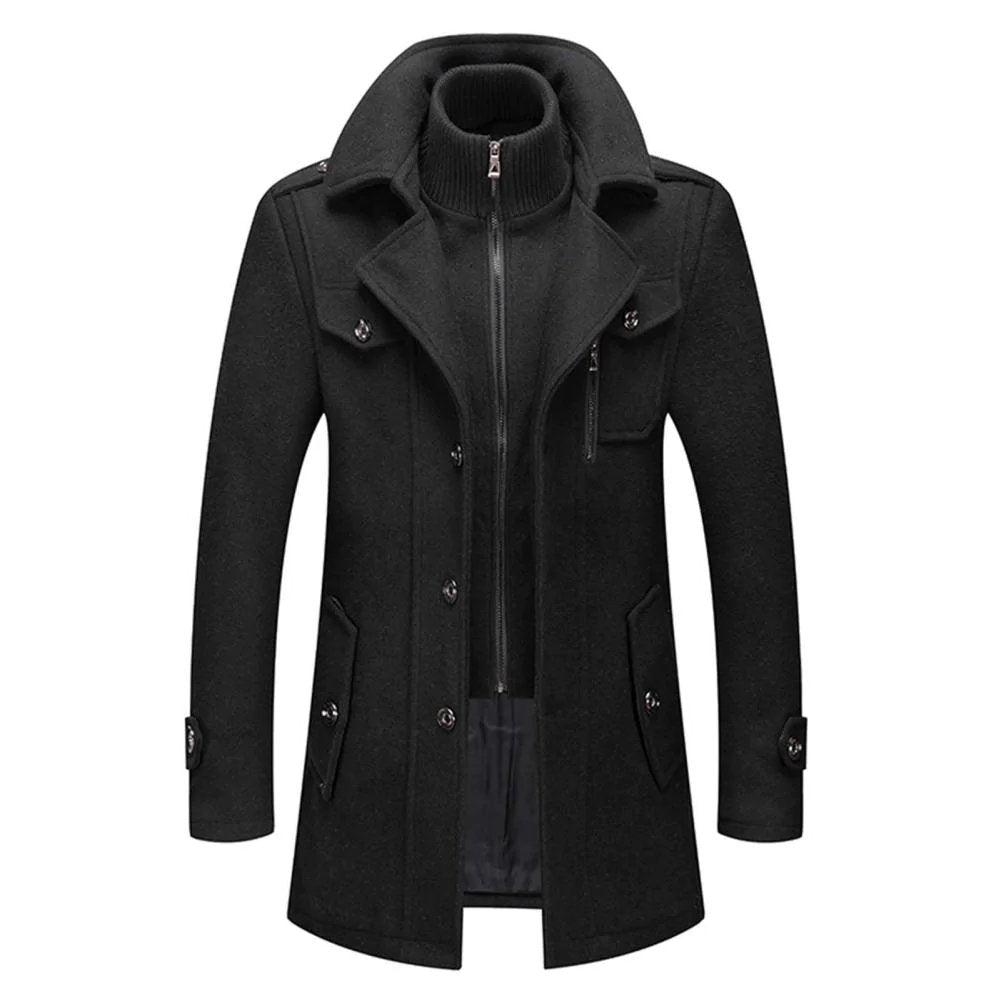 Cappotto da uomo in lana a doppio strato di alta qualità – Cappotto monopetto spesso
