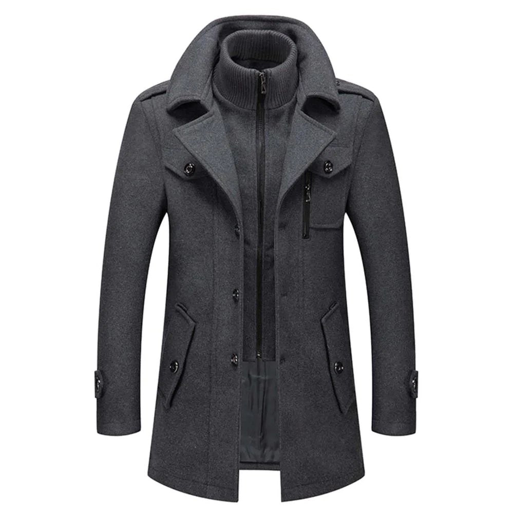 Cappotto da uomo in lana a doppio strato di alta qualità – Cappotto monopetto spesso