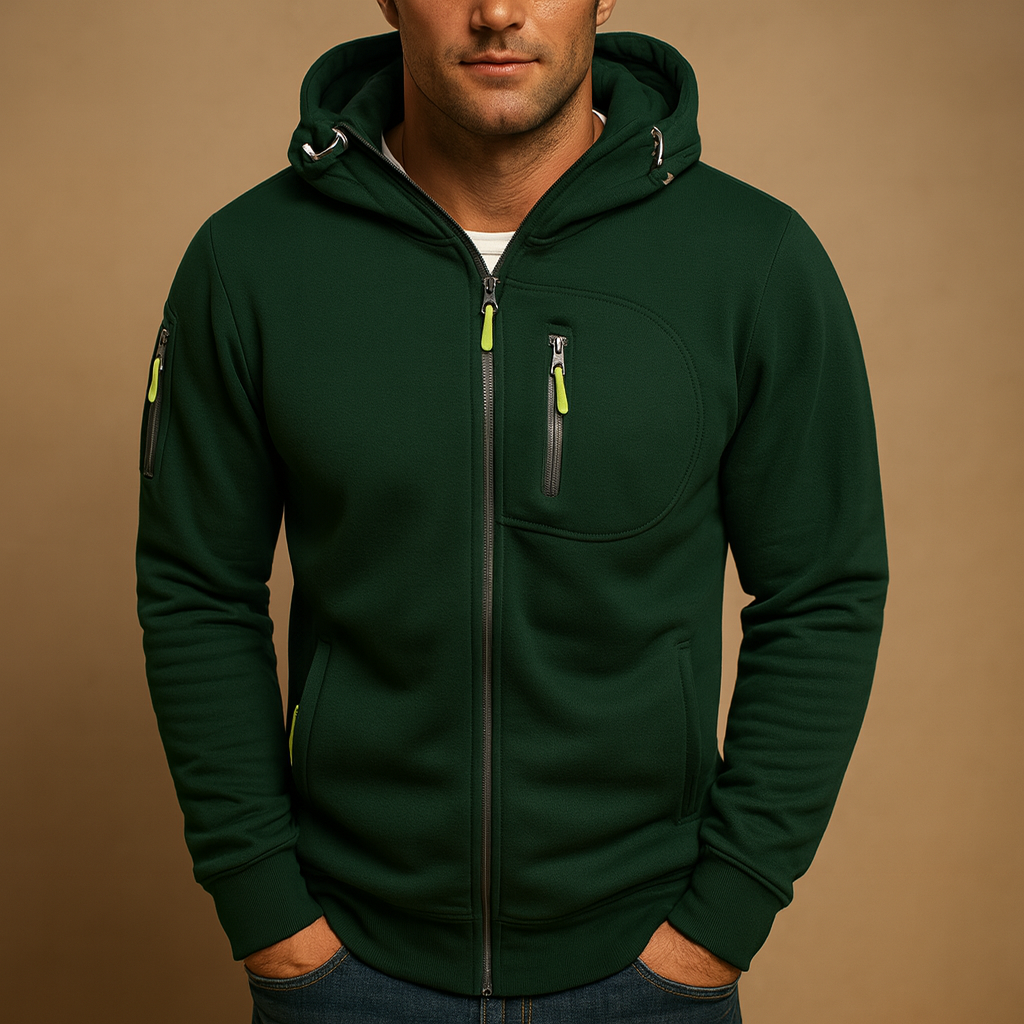Sudadera con capucha para hombre con cremallera - Cómoda y cálida