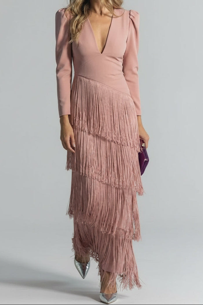 Abito elegante da donna con maniche sfrangiate - Chic e raffinato