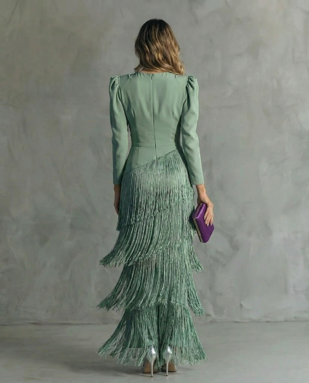 Abito midi elegante da donna con maniche sfrangiate – Chic e originale
