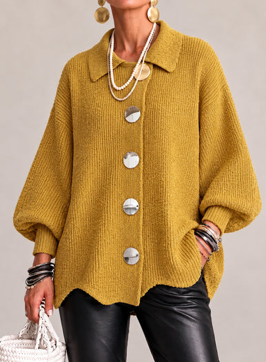 Cárdigan para mujer con botones dorados - Elegante y suave