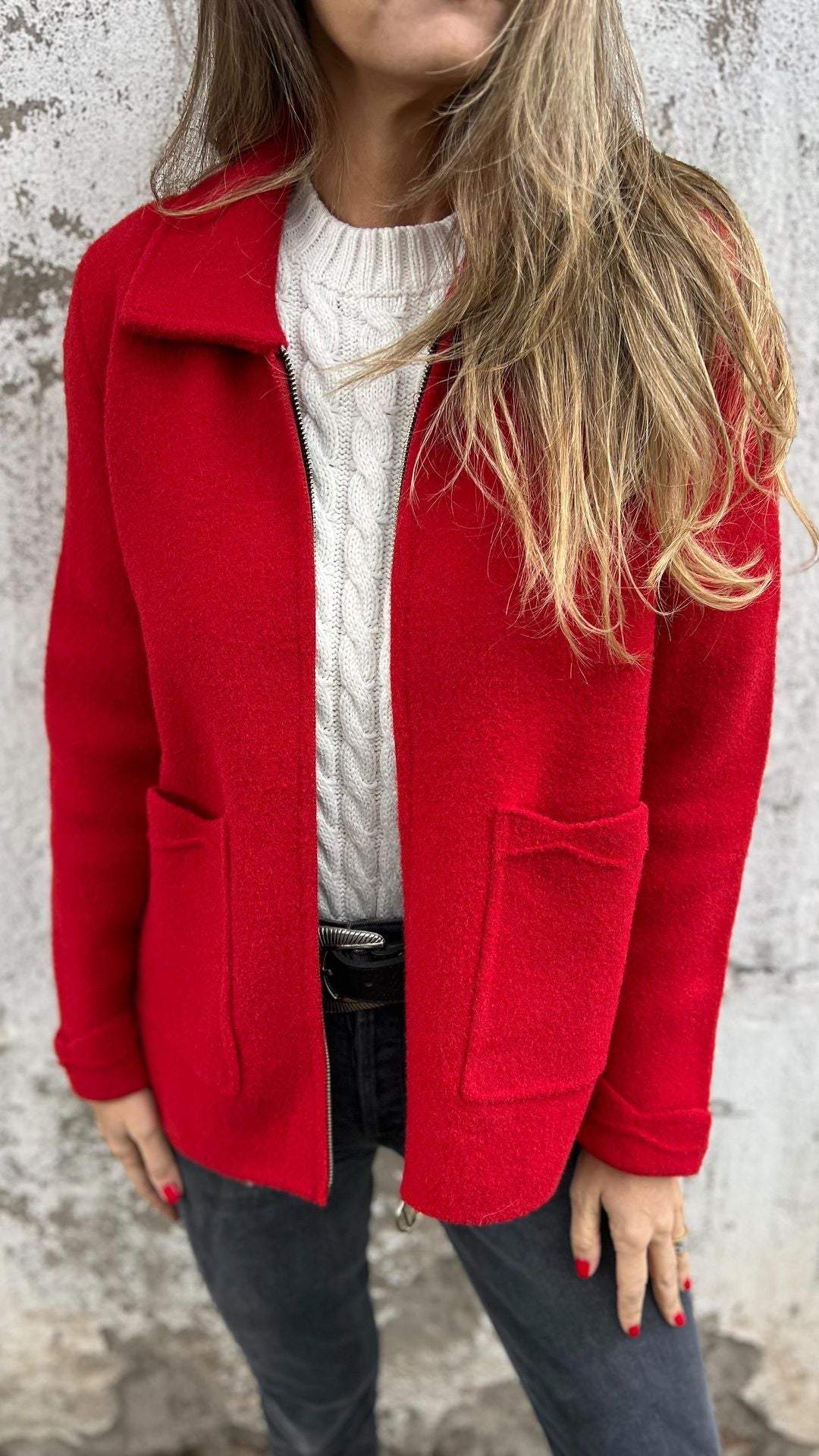 Giacca con cerniera di lusso da donna – Cappotto casual caldo