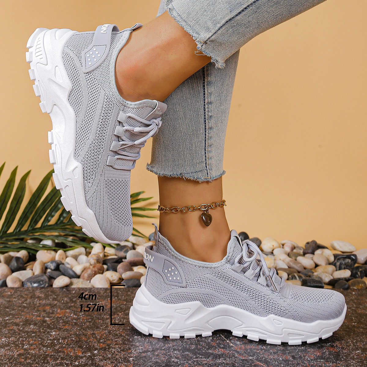 Sneakers donna comfort con supporto plantare – Scarpe da ginnastica traspiranti slip-on per camminata quotidiana