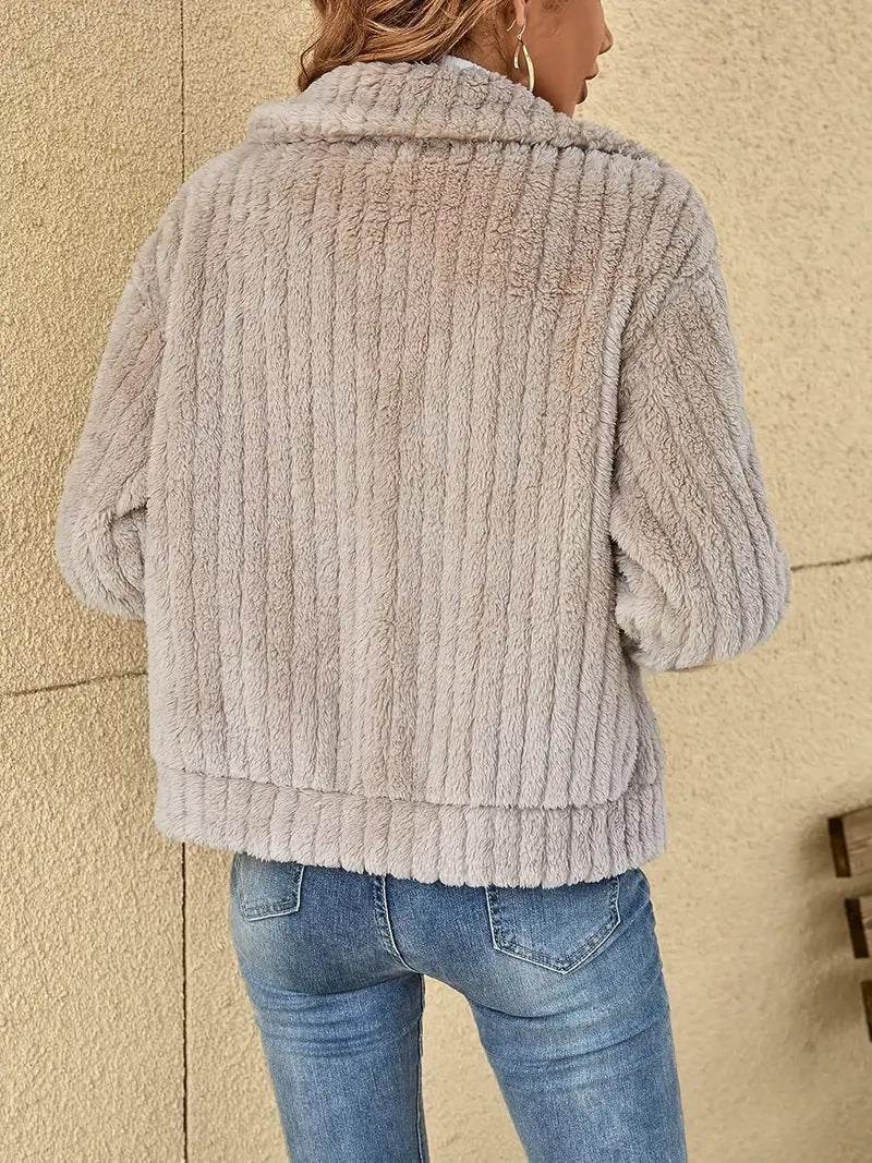 Giacca elegante e comoda da donna – Cappotto Teddy con cappuccio