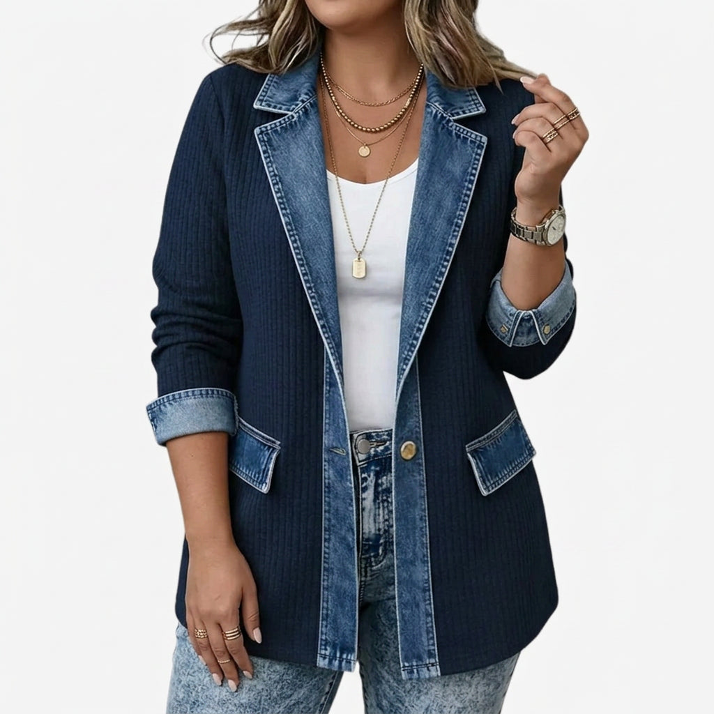 Giacca donna in maglia indaco - Morbida e casual