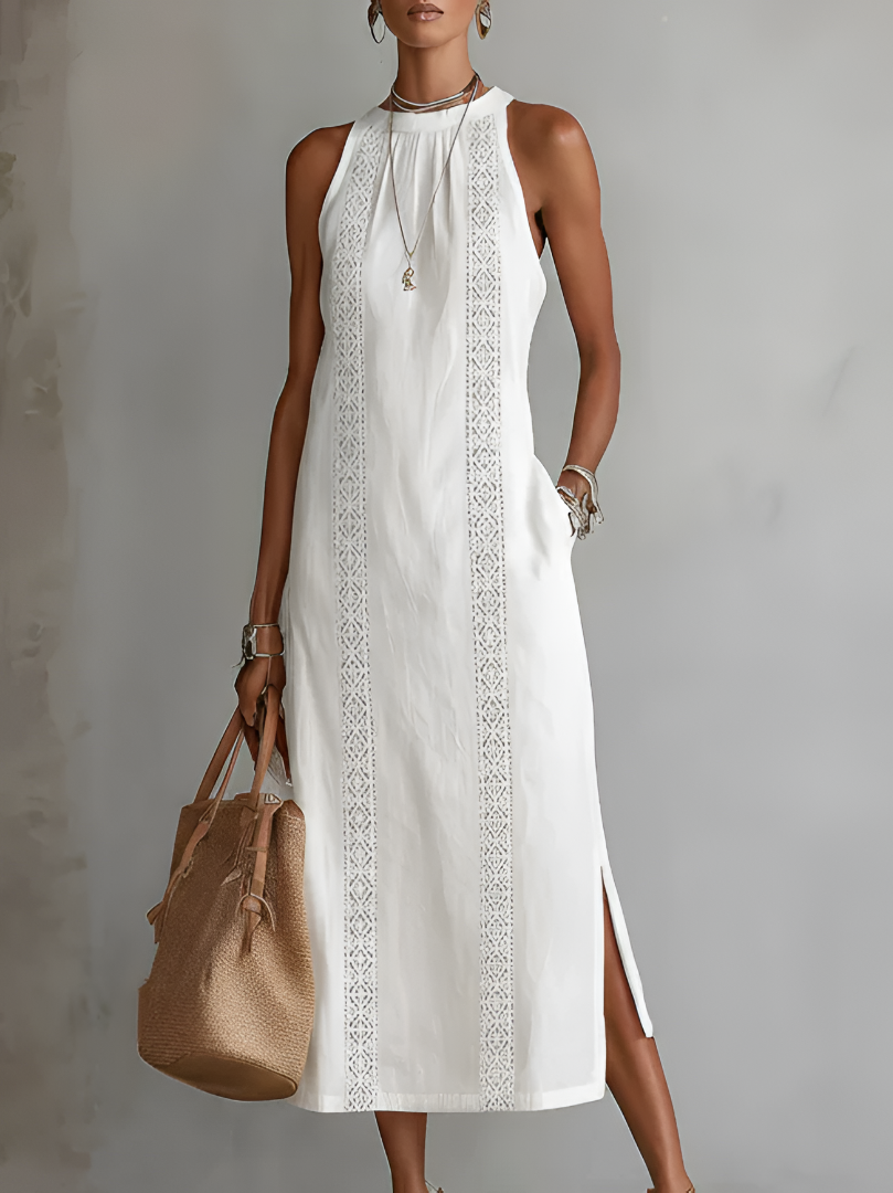 Abito maxi bianco in pizzo da donna – Romantico ed elegante