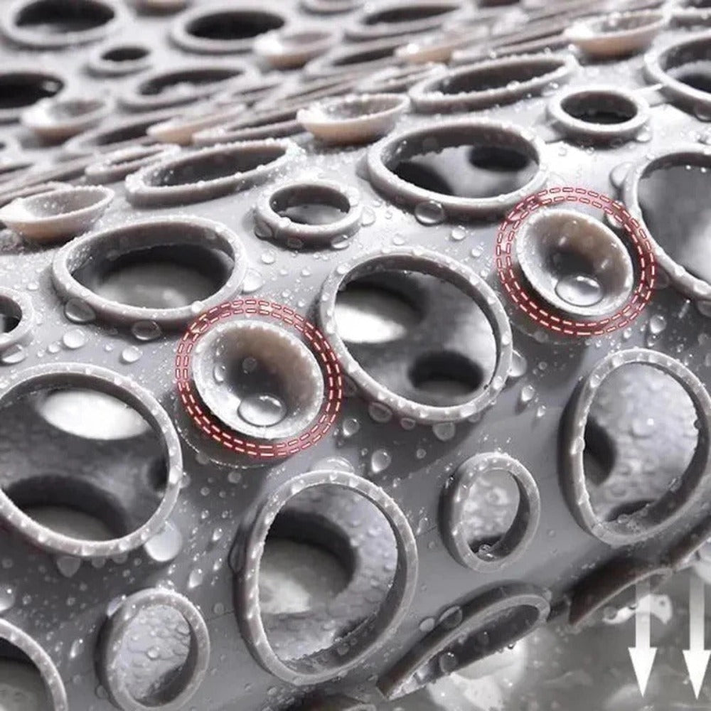 Tappetino doccia antiscivolo antibatterico sicuro - Tappetino da bagno ad asciugatura rapida con presa forte, facile da pulire, design di drenaggio antimuffa