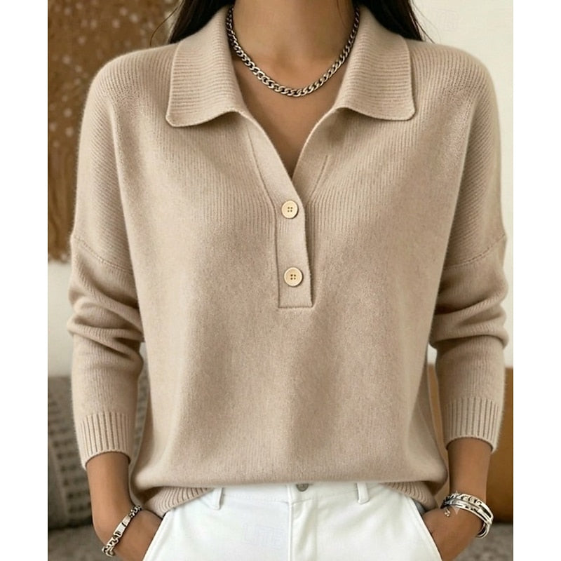 Jersey de mujer con botones y cuello - Elegante y cómodo