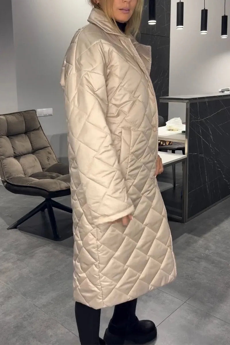 Cappotto trapuntato di media lunghezza da donna Premium - Elegante cappotto con stampa leopardata