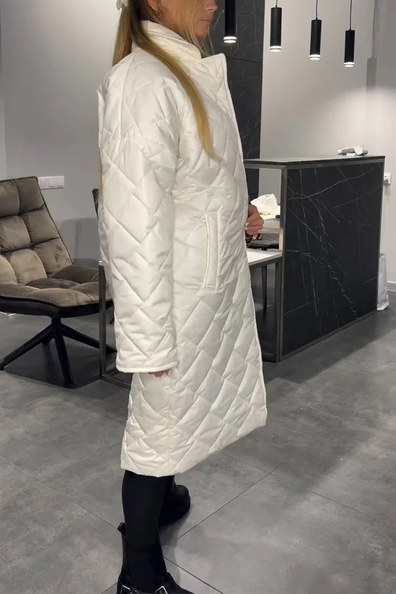 Cappotto trapuntato di media lunghezza da donna Premium - Elegante cappotto con stampa leopardata