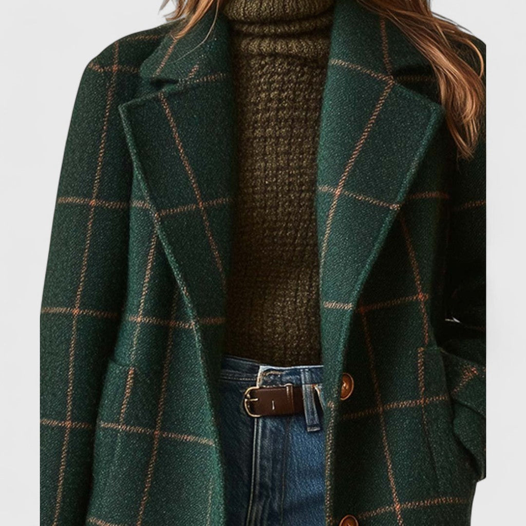 Cappotto classico a quadri da donna