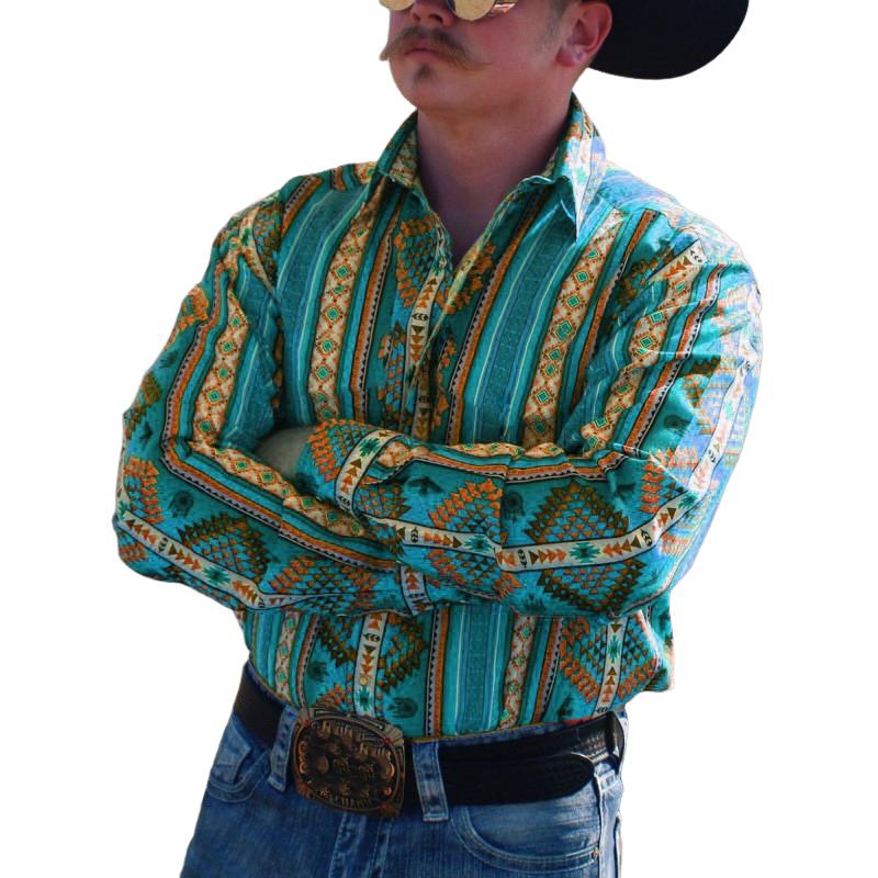 Camicia Uomo a Righe Western Maniche Lunghe - Stile Casual Denim