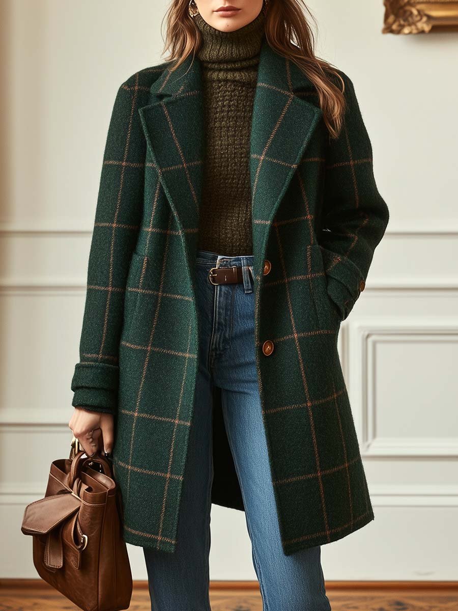 Veste en tweed pour femme à revers - Rétro et chic