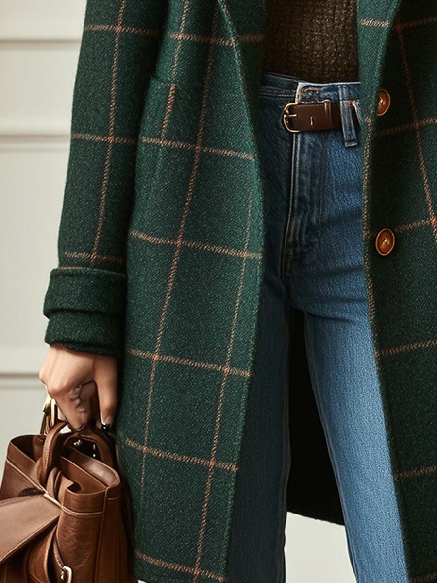 Veste en tweed pour femme à revers - Rétro et chic