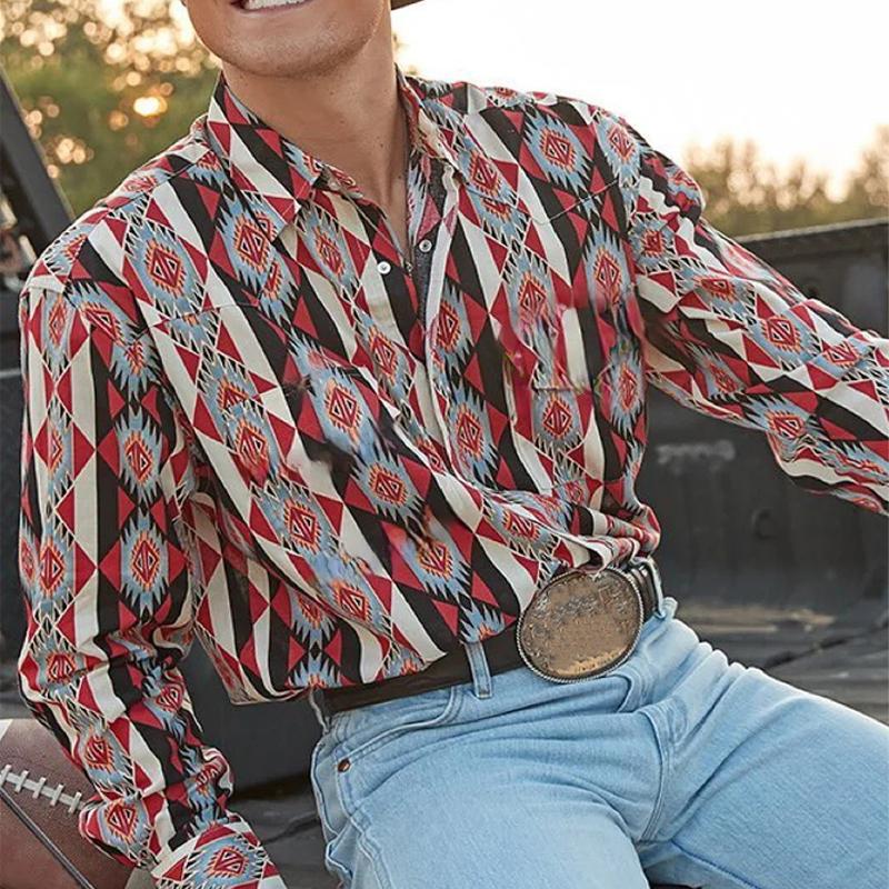 Camicia Uomo a Righe Western Maniche Lunghe - Stile Casual Denim