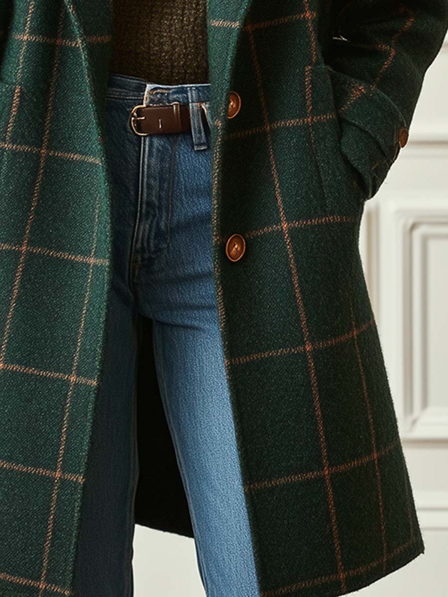 Veste en tweed pour femme à revers - Rétro et chic
