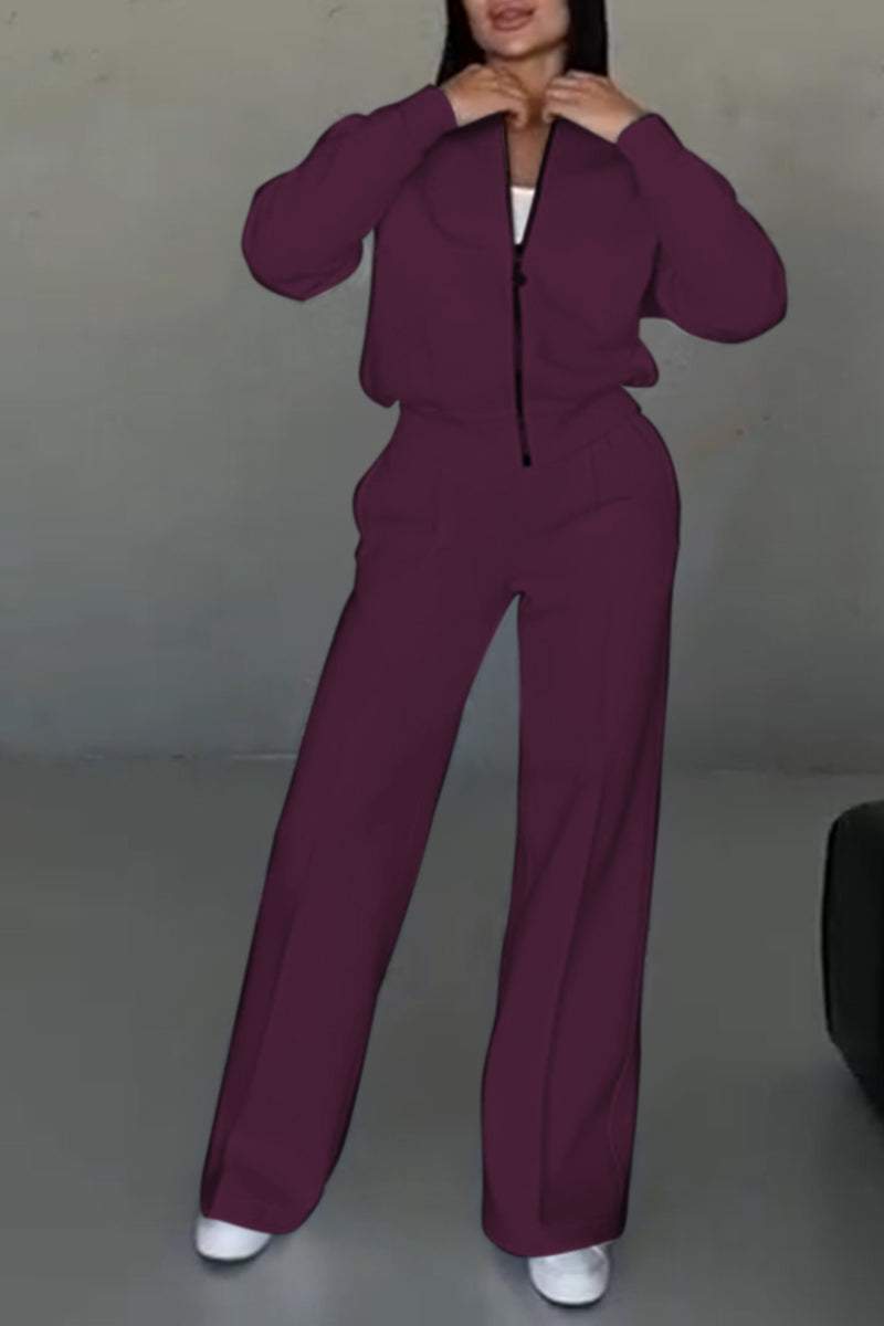 Completo casual alla moda da donna in due pezzi - felpa oversize con zip e pantaloni da jogging