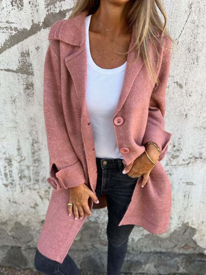 Giacca oversize in tweed da donna – Collo con revers dentellato e bottoni chic