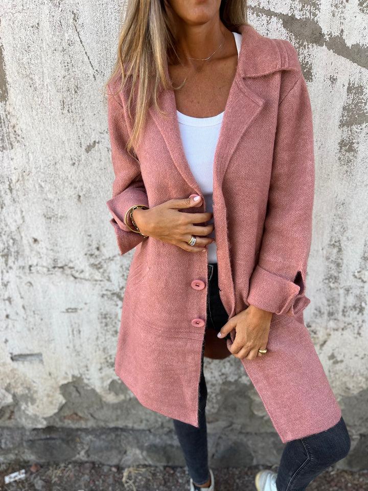 Giacca oversize in tweed da donna – Collo con revers dentellato e bottoni chic