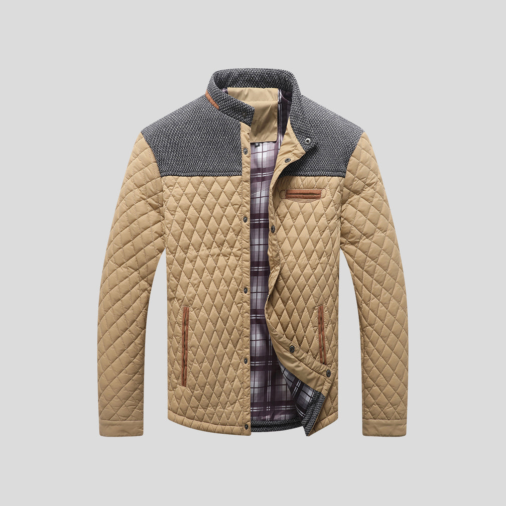 Giacca trapuntata a rombi da uomo - vestibilità leggera con collo alto color block