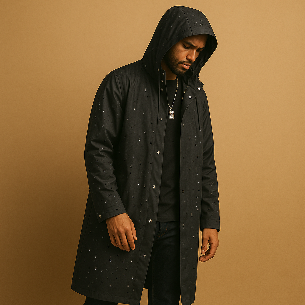 Impermeabile lungo premium da uomo - Elegante cappotto con cappuccio