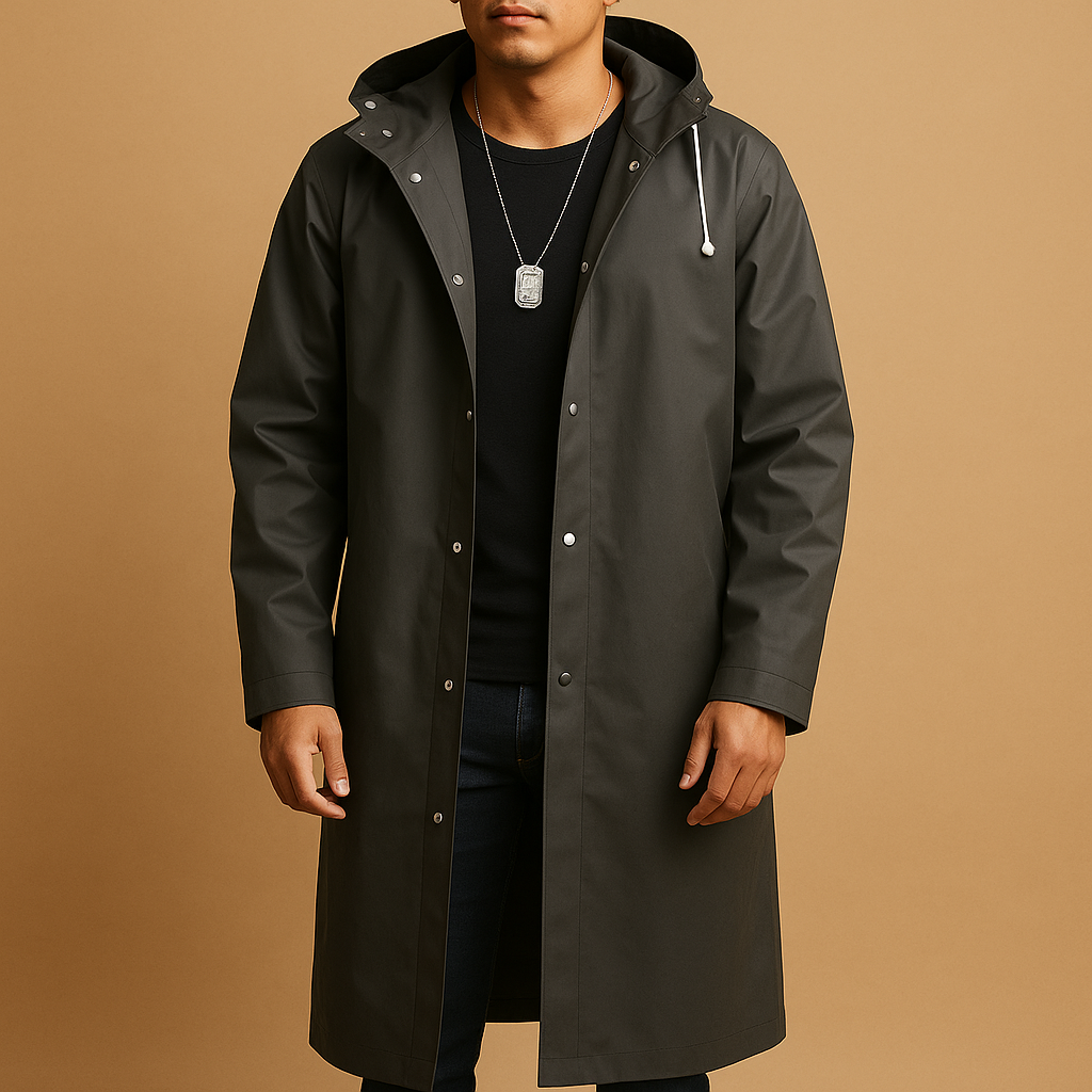 Impermeabile lungo premium da uomo - Elegante cappotto con cappuccio