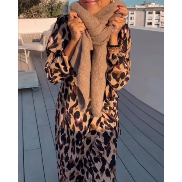 Abito da donna con stampa leopardata – Scollo a V, stile estivo casual e sexy