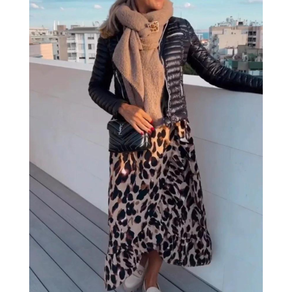 Abito da donna con stampa leopardata – Scollo a V, stile estivo casual e sexy