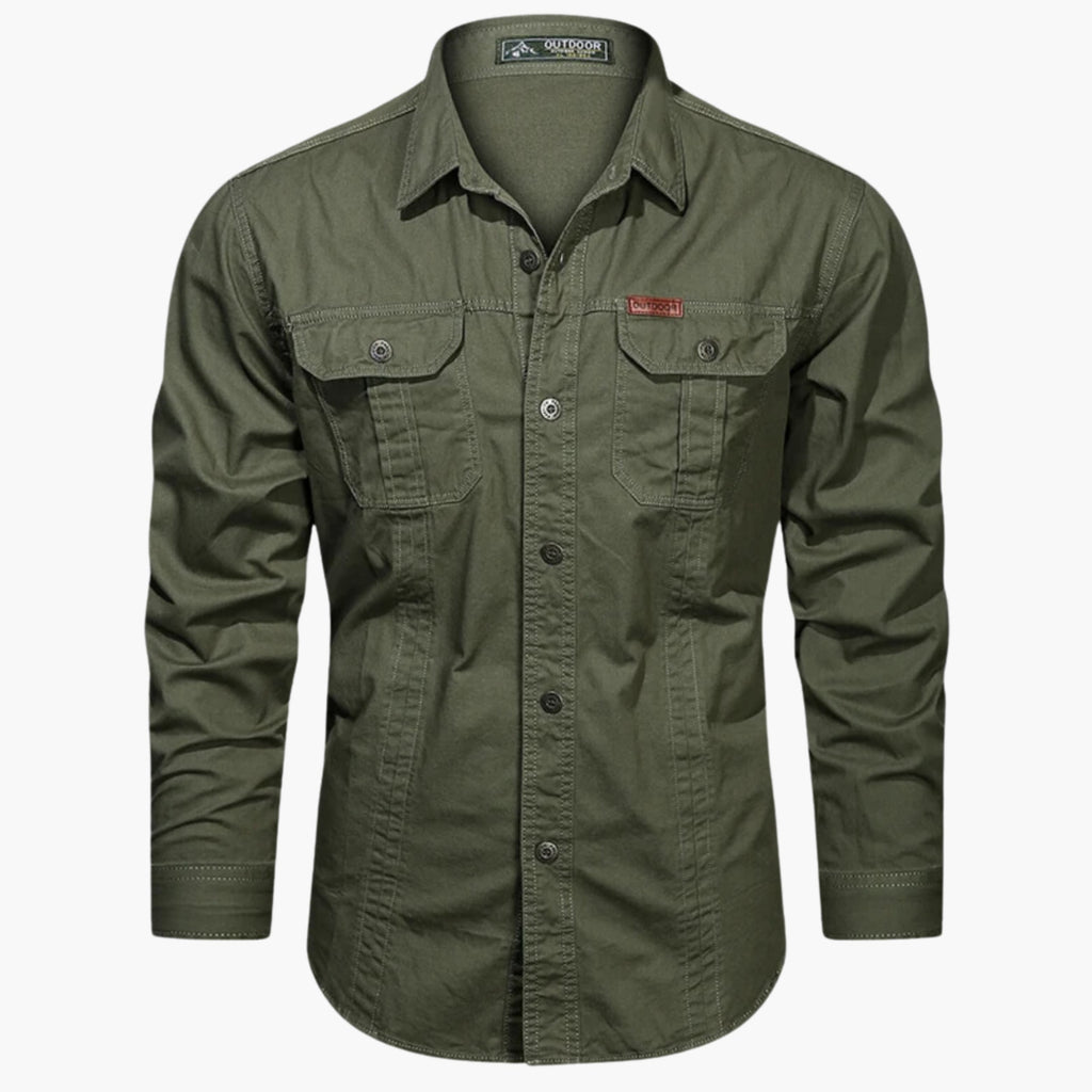 Camicia da uomo per attività all'aperto – Modello elegante e resistente con bottoni e tasche sul petto