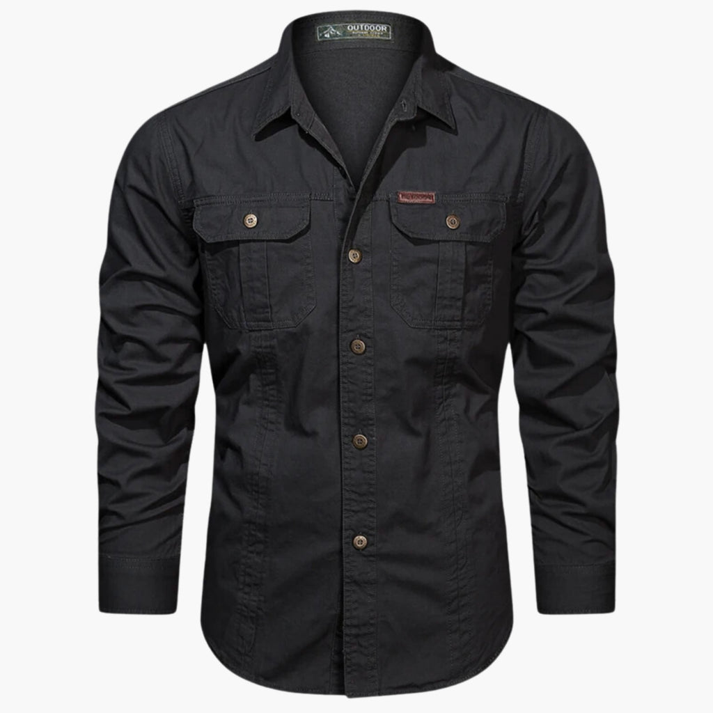 Camicia da uomo per attività all'aperto – Modello elegante e resistente con bottoni e tasche sul petto