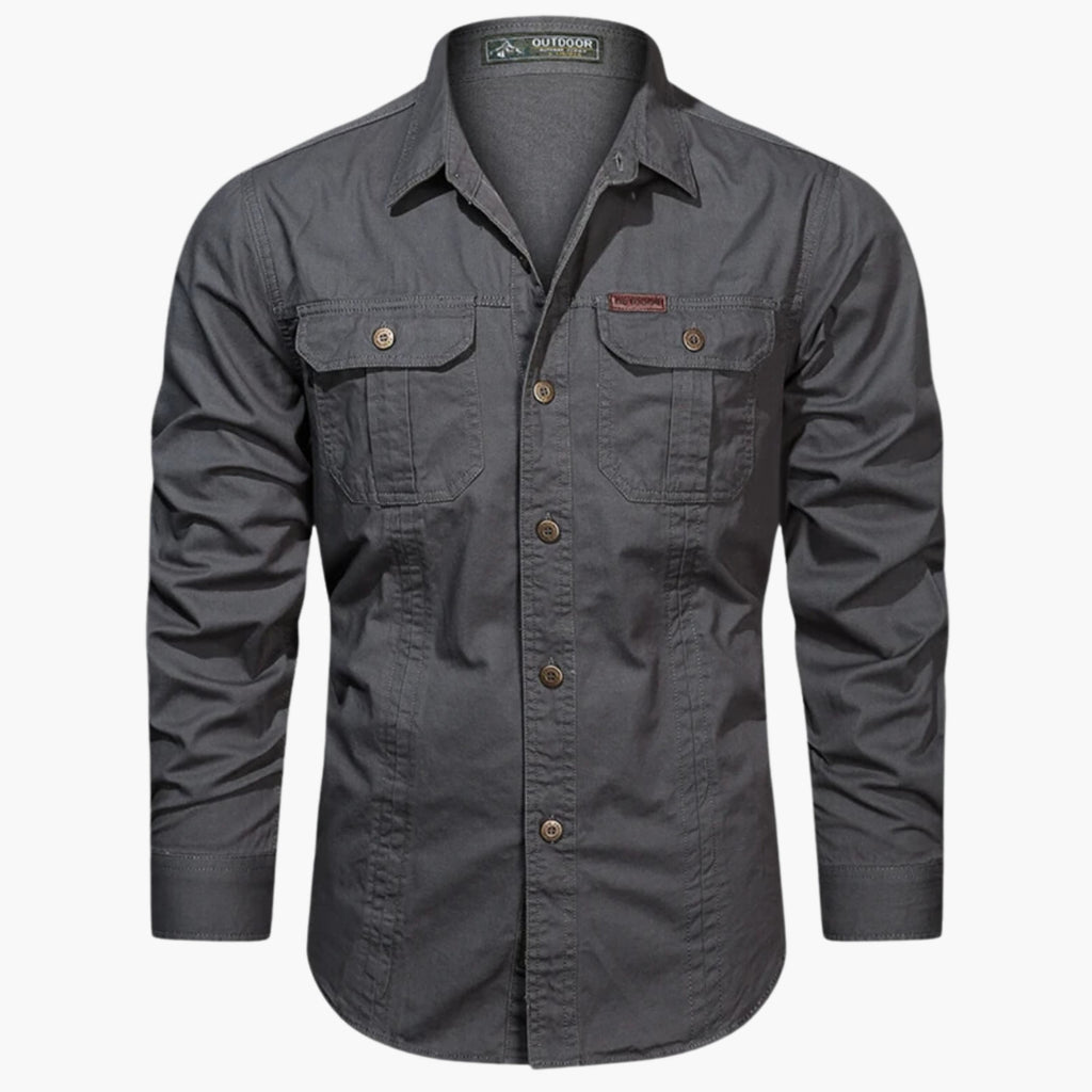 Camicia da uomo per attività all'aperto – Modello elegante e resistente con bottoni e tasche sul petto