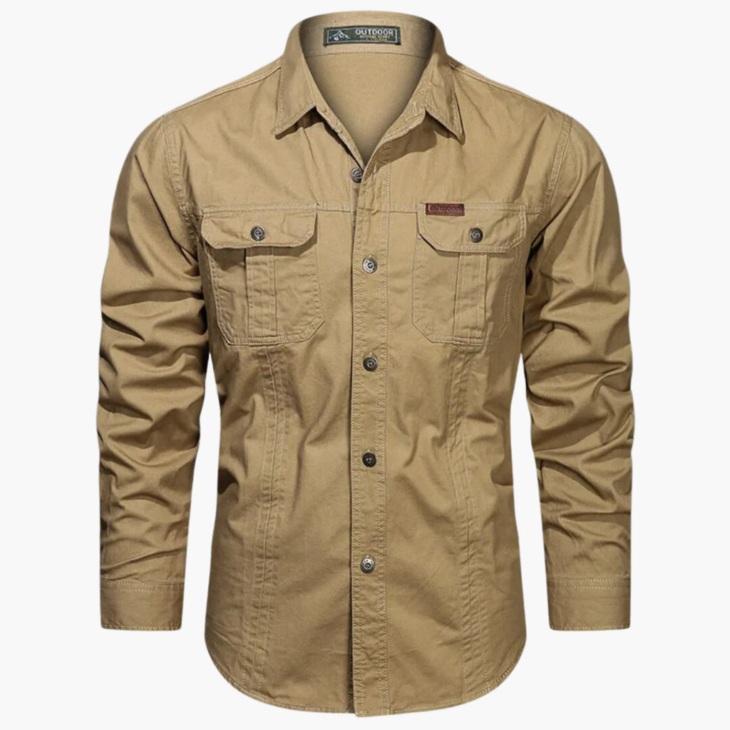 Camicia da uomo per attività all'aperto – Modello elegante e resistente con bottoni e tasche sul petto