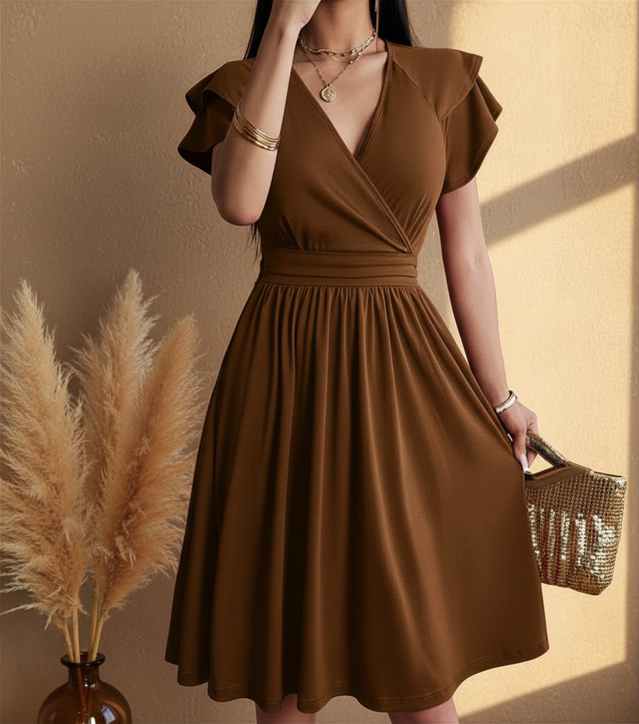 Abito midi a portafoglio da donna - Elegante e femminile