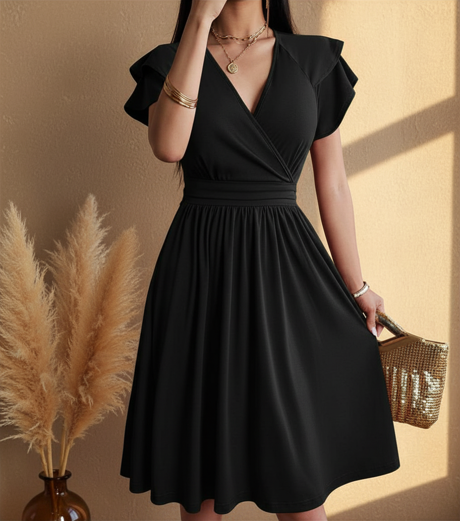 Abito midi a portafoglio da donna - Elegante e femminile