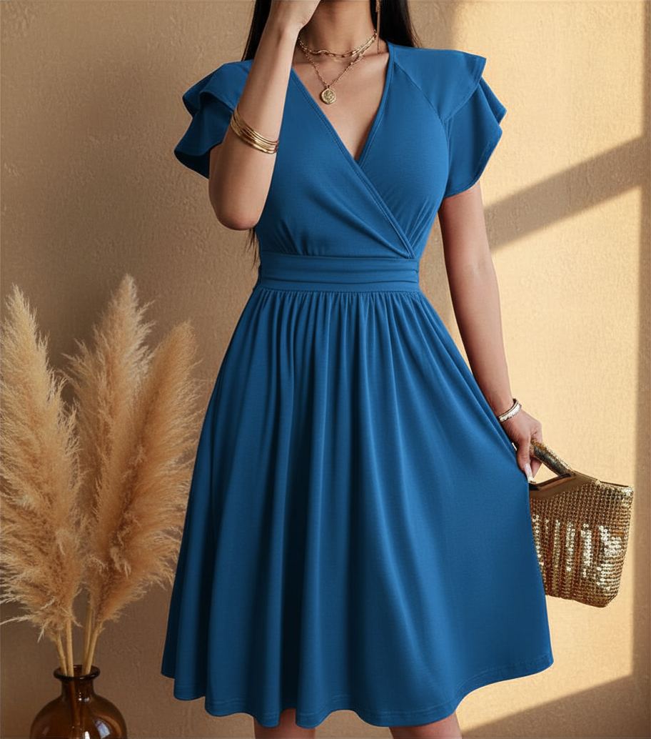Abito midi a portafoglio da donna - Elegante e femminile