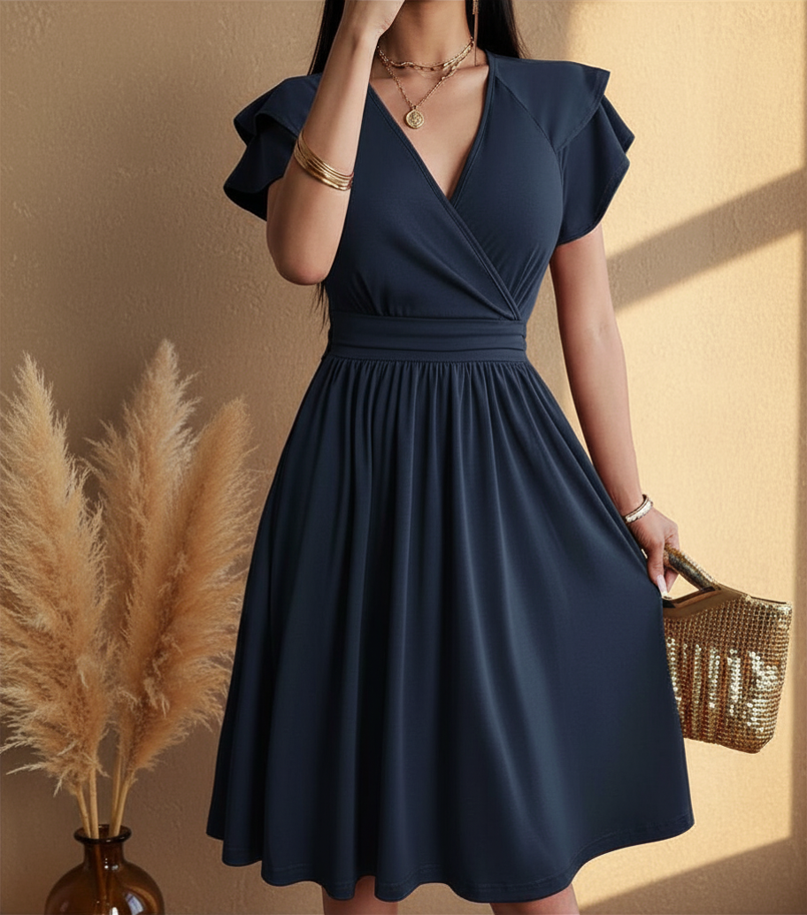Abito midi a portafoglio da donna - Elegante e femminile