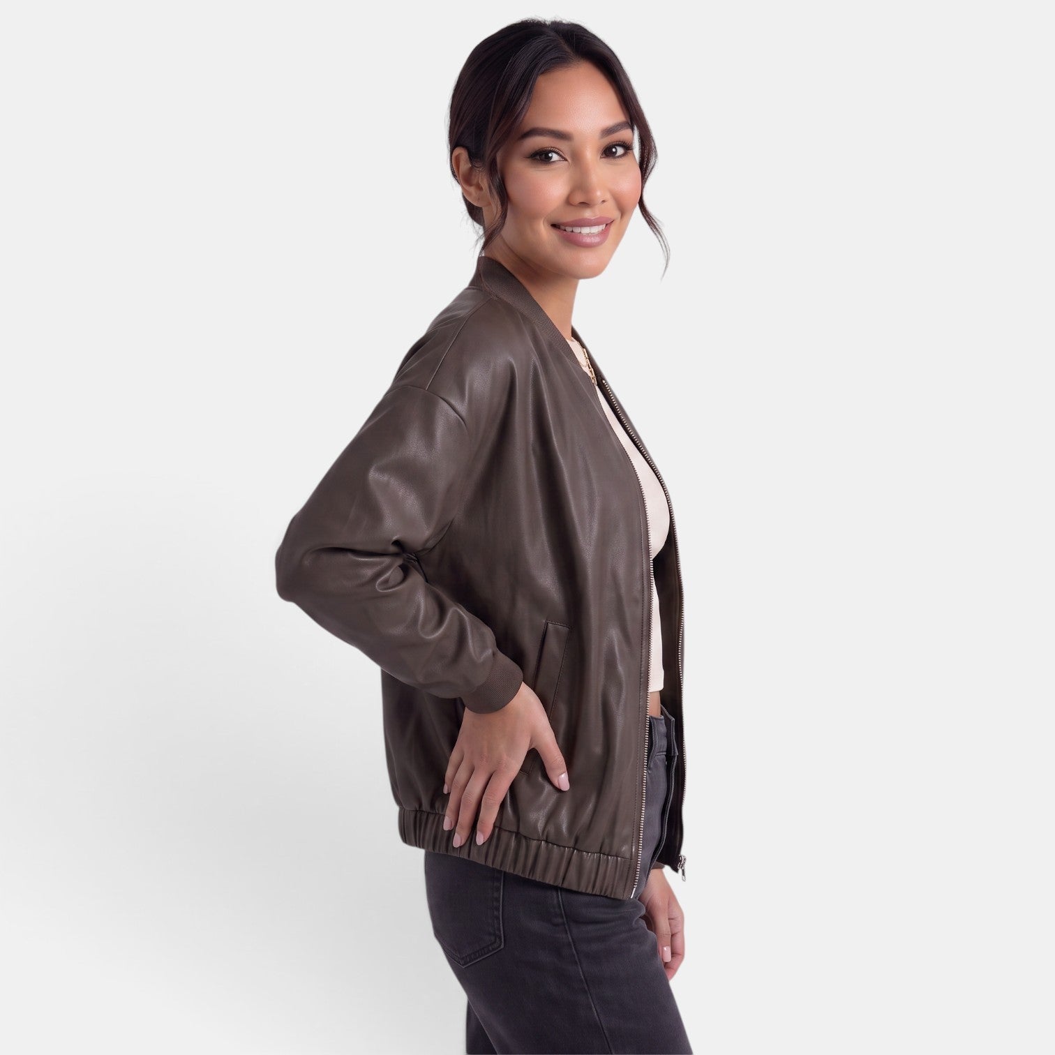 Women’s Faux-Leather Biker Jacket – Chic, Edgy, and Modern Style