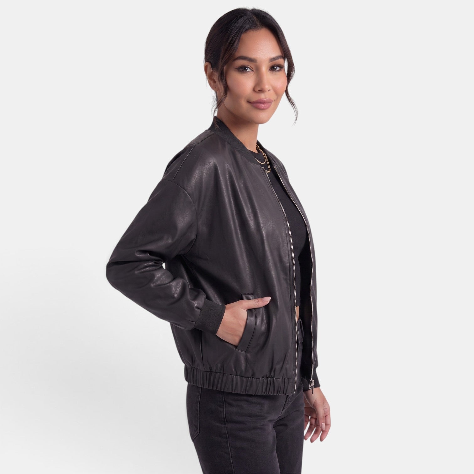 Women’s Faux-Leather Biker Jacket – Chic, Edgy, and Modern Style