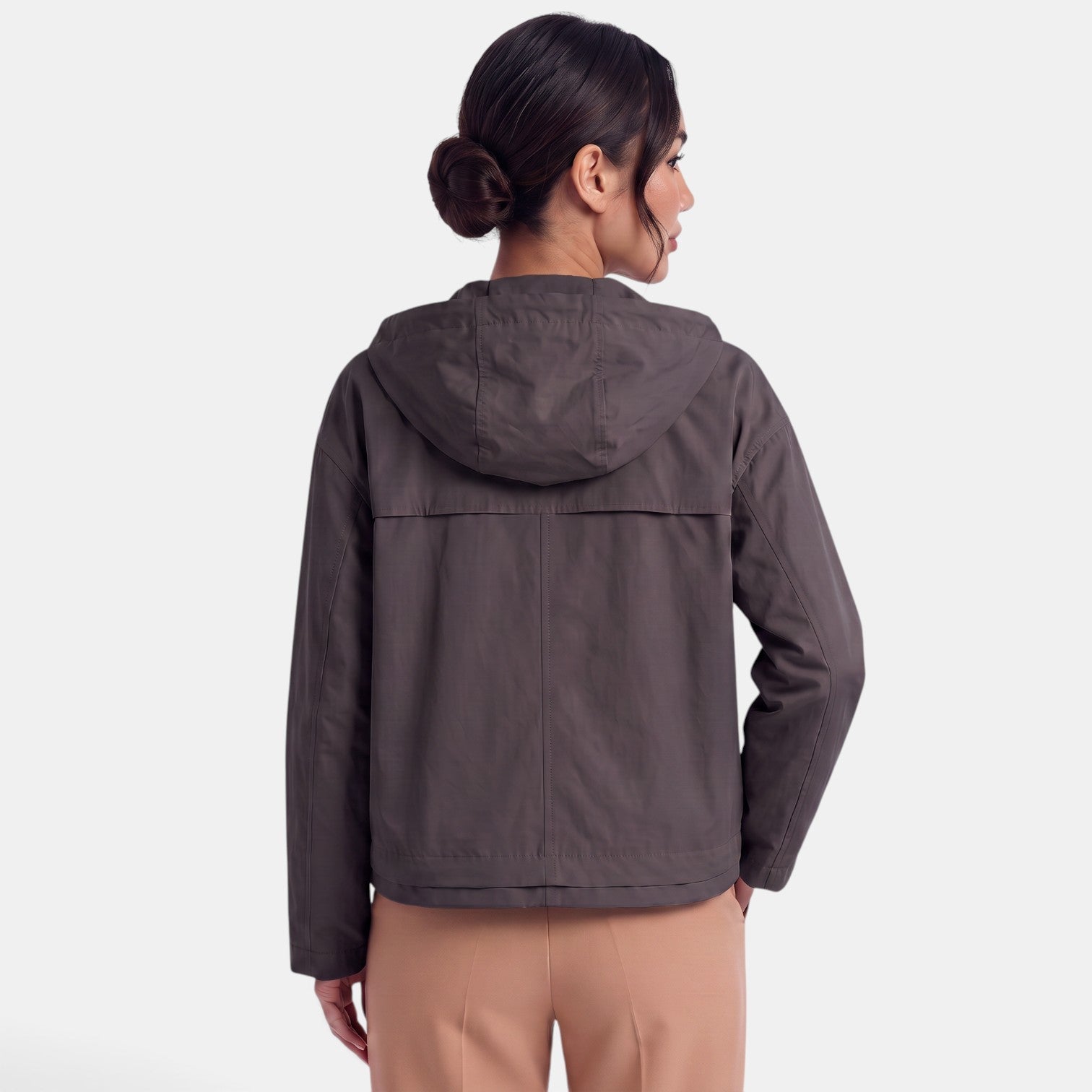Trench court femme à capuche – Style pratique, léger et de mi-saison