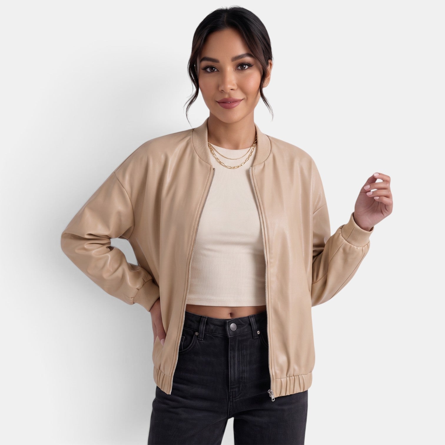 Women’s Faux-Leather Biker Jacket – Chic, Edgy, and Modern Style