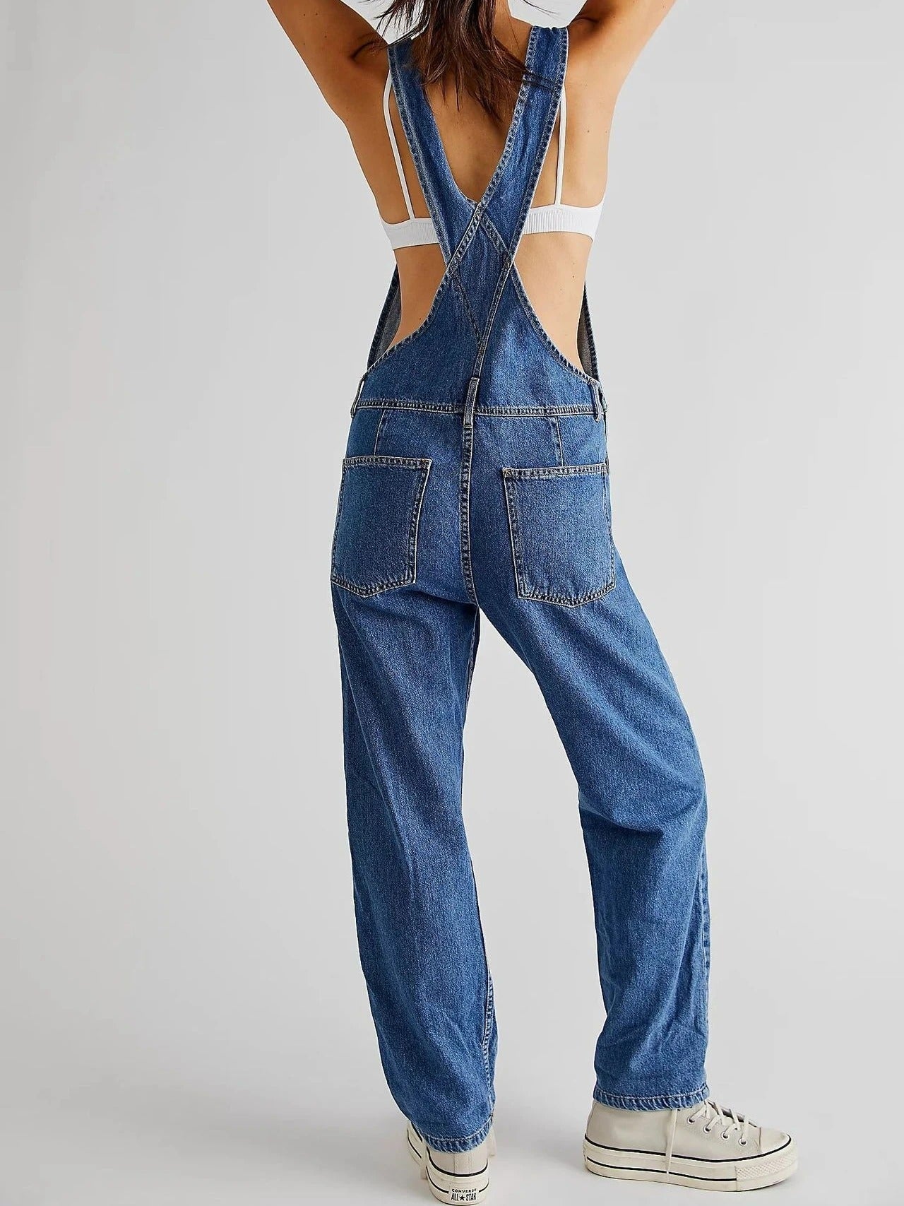 Elegante tuta in denim da donna – Salopette casual con spalline regolabili