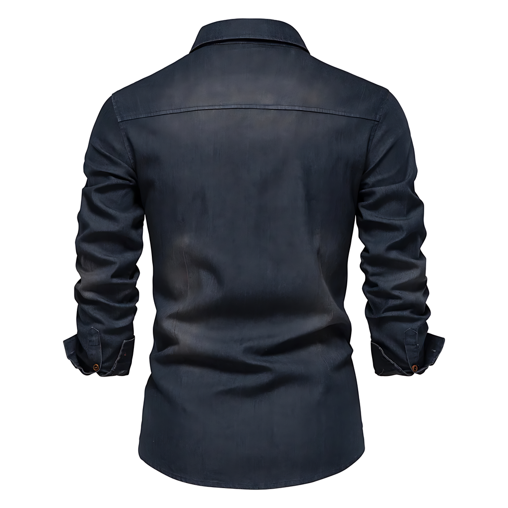 Camicia in denim di cotone da uomo
