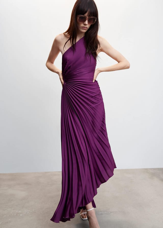 Abito maxi monospalla plissettato da donna - Elegante e fluido