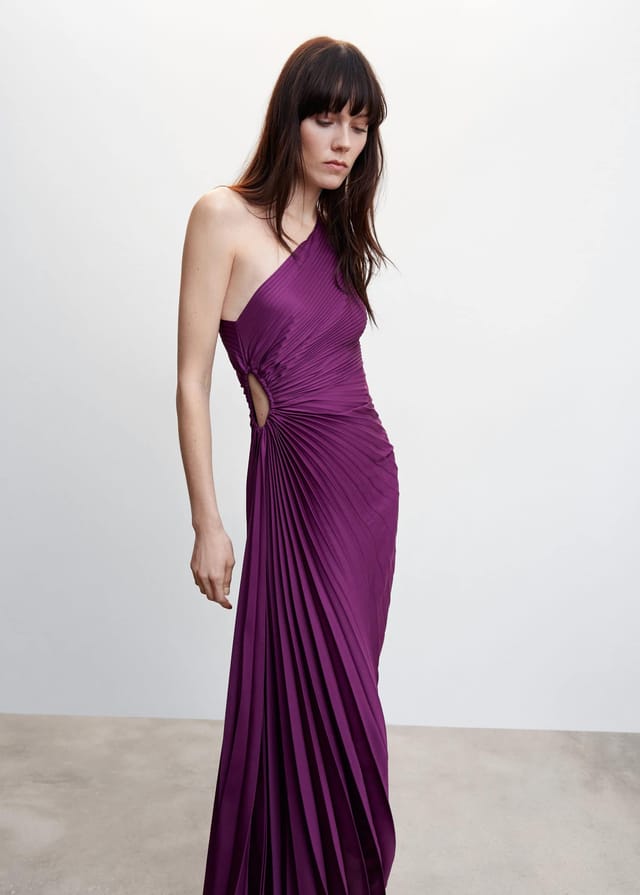 Abito maxi monospalla plissettato da donna - Elegante e fluido