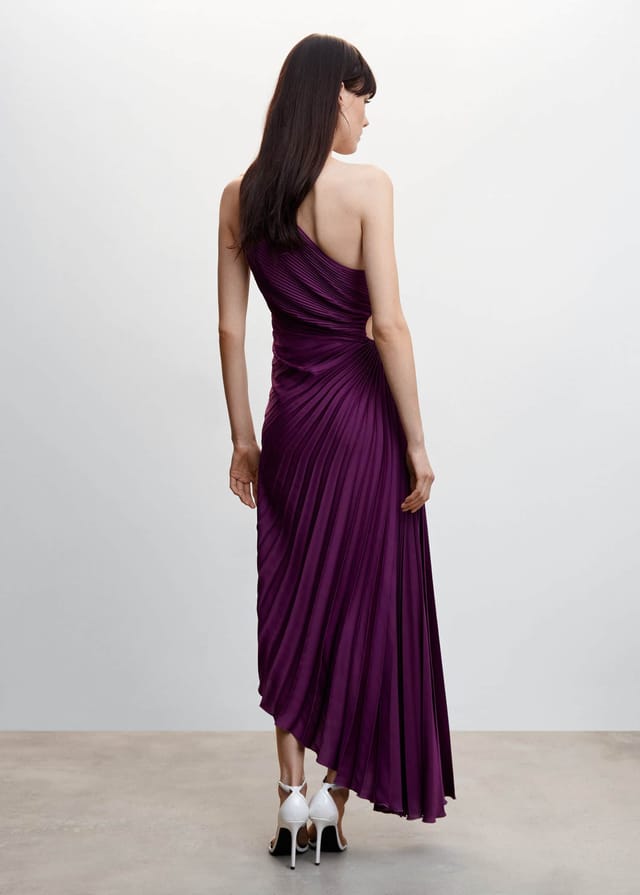 Abito maxi monospalla plissettato da donna - Elegante e fluido