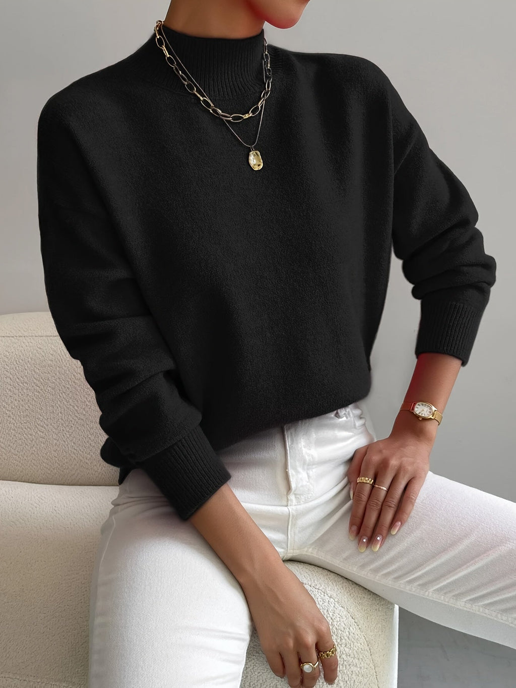 Maglione a Collo Alto Elegante e Comodo da Donna – Pullover Casual Lavorato a Maglia