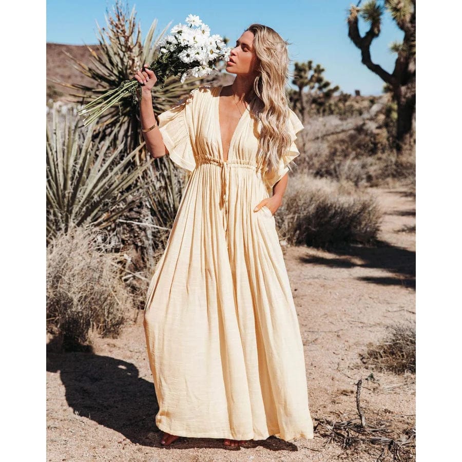 Maxi Crème Kleurige Ibiza Jurk